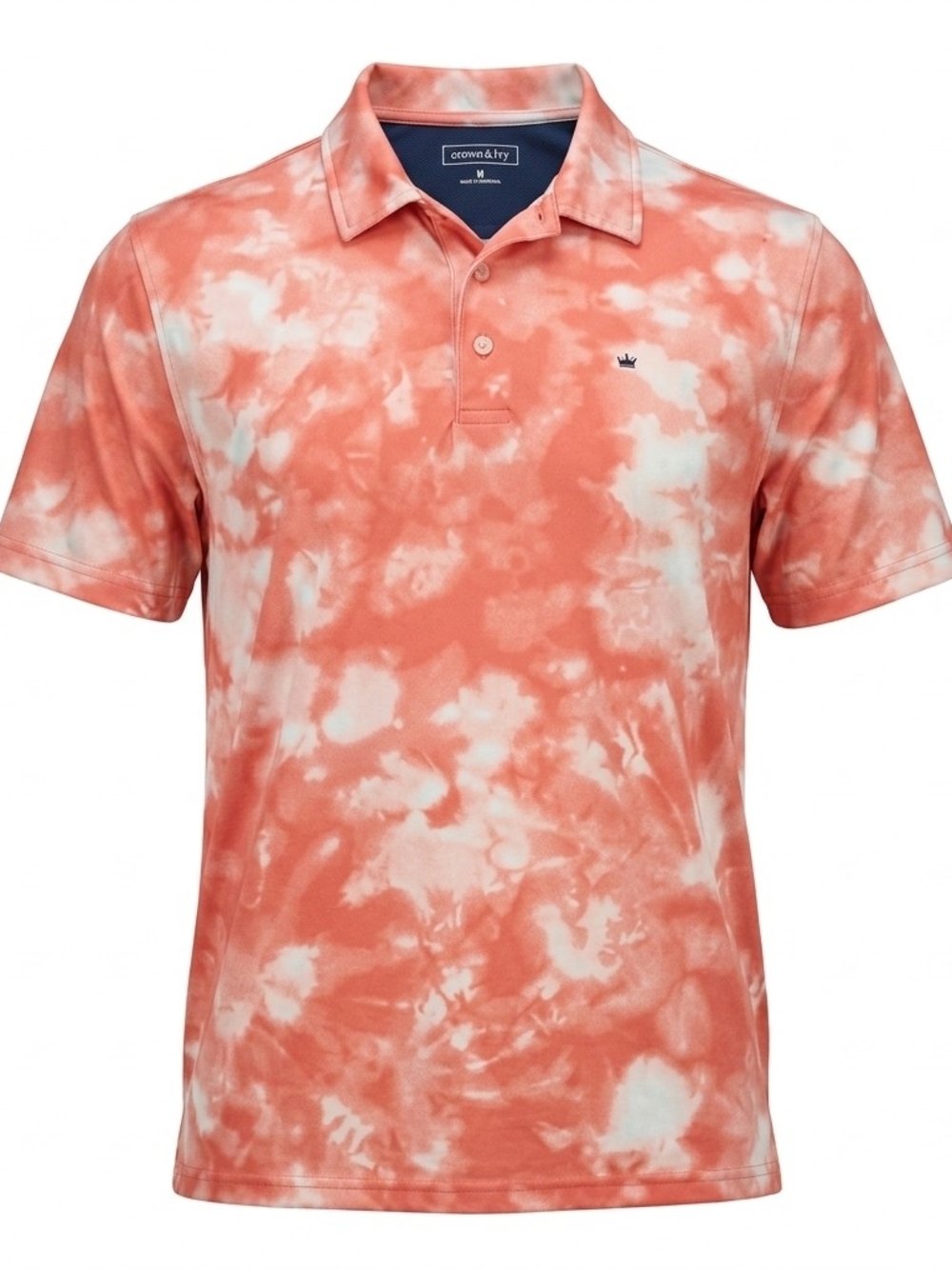 Crown & Ivy Men's Coral and White Tie Dye Polo Shirt Size Medium